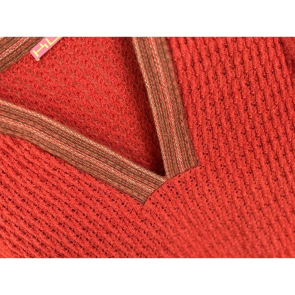 Kuna Alpaca Wool Textured Knit Sweater Brown Trim V-Neck Long Sleeve Y2K - Picture 4 of 10